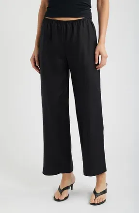 Reformation Lilah Lace Trim Linen Pants in Black at Nordstrom, Size X-Small
