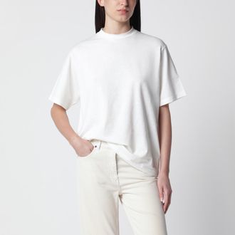 The Row Estavo oversized linen jersey T-shirt in white
