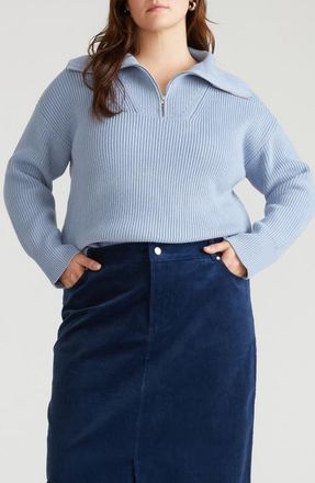 Universal Standard Brenda Quarter Zip Sweater in Blue Grey at Nordstrom, Size Xs