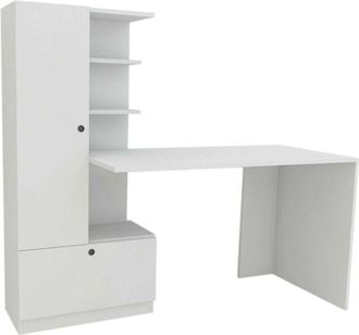 Dmora Scrivania Astra, Scrittoio multiuso, Tavolo per ufficio porta pc, Piano di lavoro, 150x62h140 cm, Bianco, con imballo rinforzato, con imballo