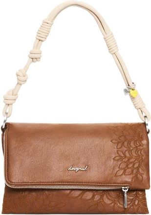 Desigual Embroidered Logo Charm Crossbody Bag in Camel at Nordstrom