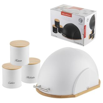 OEM Juego De Cocina: Panera Y 3 Recipientes Para Productos A Granel, Florina Helmet, Blanco