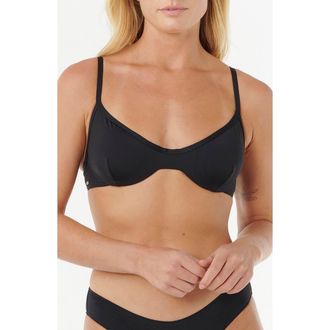 Rip Curl Classic Surf D- to DD-Cup Underwire Bikini Top in Black at Nordstrom, Size Xx-Large