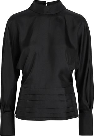 R&oacute;he Tuxedo Reversed-collar Silk top - Black - 34 (UK6 / XS)