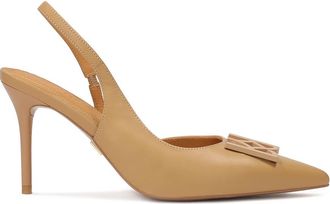 Kazar Leren pumps met open hiel. Dit product valt klein uit. - Dames - Pumps - Beige - 41 EU - Leer - Schoenen