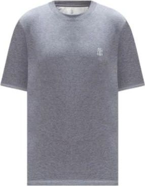 Brunello Cucinelli Felpa Girocollo con Dettaglio Monili - - Tops - Uomo - Grigio - XL