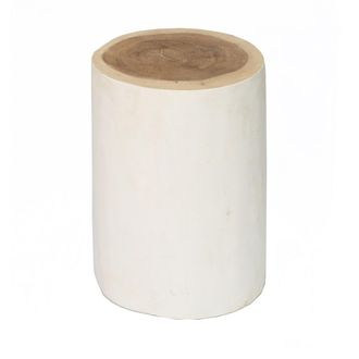 Bazar Bizar Taburete de madera de suar marr&oacute;n y blanco 30x30x40cm