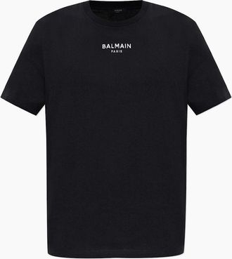 Balmain Mens Balmain Paris Small Embroidered Logo T-Shirt in Black - Size: 42
