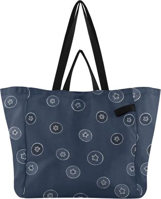 Generic Space Stars Blue pattern Reusable Canvas Tote Bag, Heavy Duty Grocery Shopping Bag with Hard Bottom Large Capacity Double Handles Work Groceries Trave