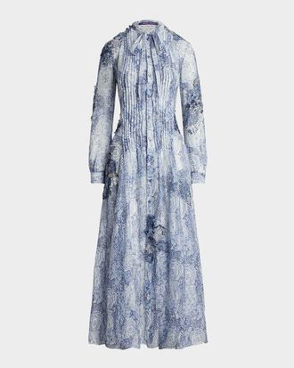 Ralph Lauren Collection Hannes Floral Print Gauze Maxi Dress