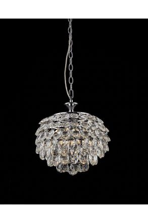 Netlighting Adaliz 3 Light Chrome Ceiling Crystal Pendant in Grey