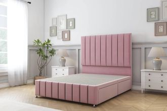 Sloomy California Plush Divan Base 2 Drawers-26 Headboard-12 Footboard in Pink | Size: King