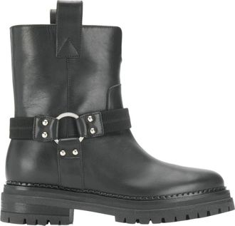 Sergio Rossi Zwarte Leren Enkellaarzen - Dames - Enkellaarsjes - Zwart - 36 1/2 EU - Leer - Schoenen