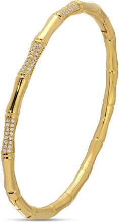 Eye Candy Los Angeles Alma CZ Pavé Bamboo Bangle Bracelet in Gold at Nordstrom Rack