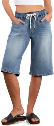 HINT OF BLU Hob Drawstring Denim Shorts in Atlas Blue at Nordstrom, Size X-Large