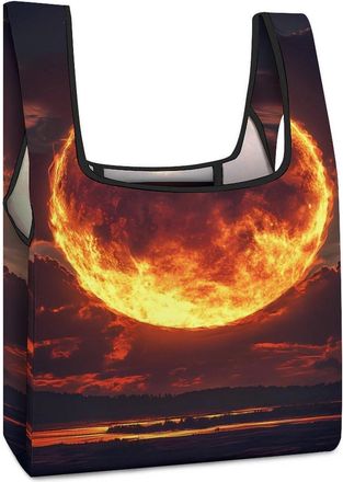 Generic Sun Fire Shopping Bag Reusable Grocery Tote Bag Foldable Handbag for Travel Picnic