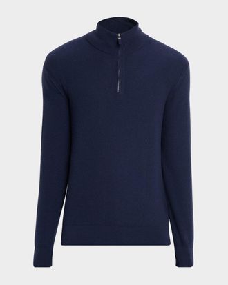 Ermenegildo Zegna Men & apos;s Cashmere Waffle-Knit Quarter-Zip Sweater