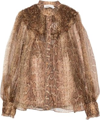 Zimmermann Camicia con ruches - Marrone