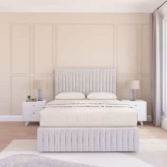 Sloomy Madison Divan Bed Set With No drawers & Matching Footboard - Plush Velvet in Silver | Size: Small Single