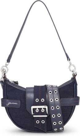 Ganni small Bucky denim crossody bag - women - Recycled Cotton - One Size - Blue