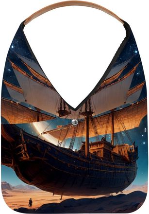 Generic Ancient Space Ship Reusable Lightweight Grocery Bags - Foldable Into Compact Pouch, Washable & Sturdy, Multipurpose for Shopping and Travel