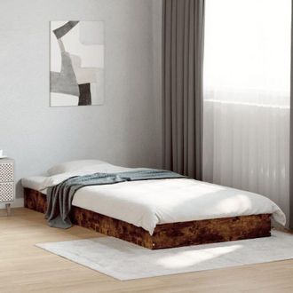 vidaXL Bed Frame without Mattress Smoked Oak 75x190 cm Small Single Engineered Wood Vidaxl