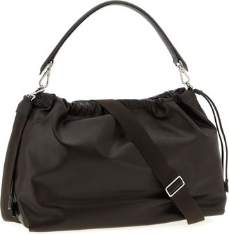 Fendi Mens Flux Maxi Shoulder Bag Brown Calfskin Leather