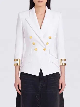 Elisabetta Franchi Slim Fit Double-Breasted Blazer with Padded Shoulders