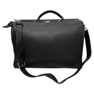 Fendi Fendi Selleria Peekaboo XL Handtas in Zwart Leer