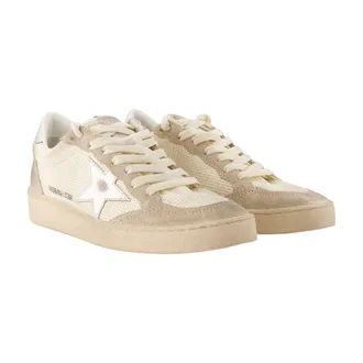 Golden Goose Womens Ballstar Sneakers - Golden Goose Deluxe Brand Leather Beige Calfskin Shoes