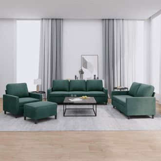 vidaXL Juego De Sof&aacute;s Con Cojines 4 Piezas Terciopelo Verde Oscuro Vidaxl