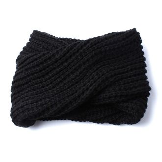 Accessoryo Unisex Black Chunky Knit Twist Detail Snood