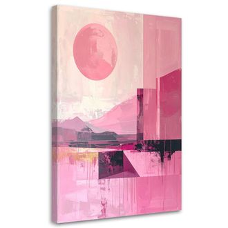 Feeby Cuadro En Lienzo Abstracci&oacute;n Moderna Rosa Estilo Boho 70x100