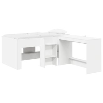 vidaXL Cama Alta Para Ni&ntilde;os Con Escritorio 2 Uds. Blanco Vidaxl