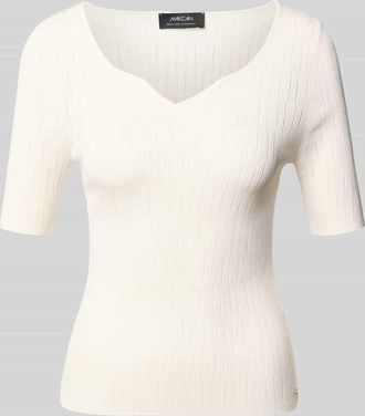 Marc Cain Strickshirt aus Viskose-Mix mit Strukturmuster in Sand, Gr&ouml;&szlig;e 36