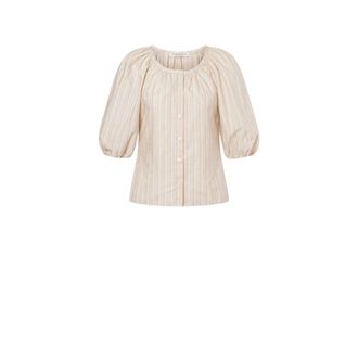 Philosophy di Lorenzo Serafini Blouses, female, Beige, Size: 2XS Striped Cotton Shirt