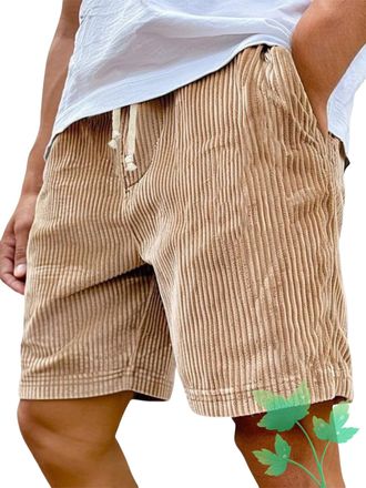 Generic Mokaloha Mens Shorts, Pacificozy Mens Vintage Corduroy Casual Elastic Stretch Shorts Drawstring Elastic Waist Side Pockets (Khaki,3XL)