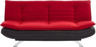 VENTE-UNIQUE.COM Sof&aacute; cama poli&eacute;ster 3 plazas rojo 176x86cm