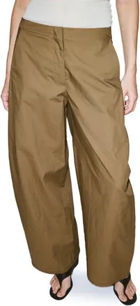 Mango Belted Wide Leg Pants in Khaki Green at Nordstrom, Size 10
