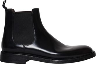 Green George Zwarte Chelsea Enkellaarzen - Heren - Chelseaboots - Zwart - 43 EU - Leer - Schoenen