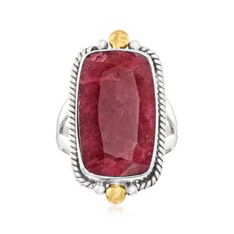Ross-Simons Ruby Ring in 2-Tone Sterling Silver