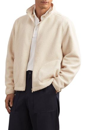 Reiss Toscana High Pile Fleece Jacket in Ecru at Nordstrom, Size X-Large