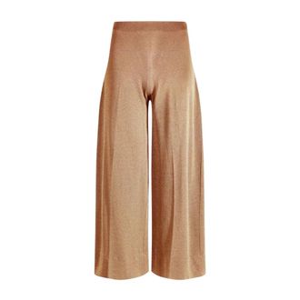 Circus Hotel Flare been Jersey Broek met Lurex - Dames - Wijde Broeken - Bruin - S - Broeken