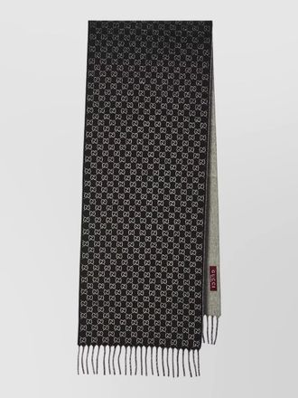 Gucci wool cashmere gg reversible long scarf