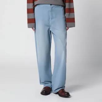 Miu Miu Pantalone tinto capo in twill di cotone Astrale