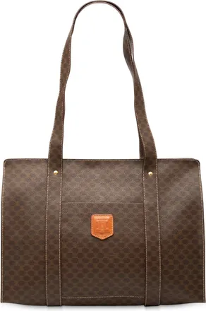 Celine Pre-owned Womens Macadam Coated Canvas Tote - Dark Brown Textile - One Size