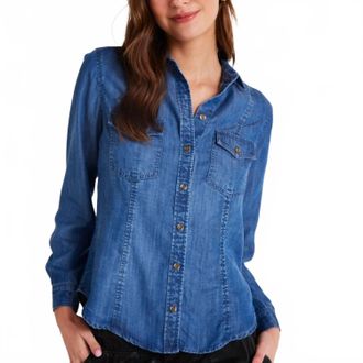 Bella Dahl Long Sleeve Seamed Shirt In Moonlit Haze Wash