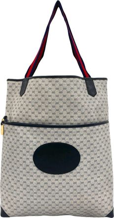 Gucci Navy Red Color Leather Pvc Tote Bag (Pre-Owned)