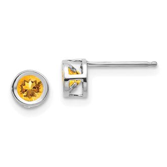 Diamond2Deal 14k White Gold November 4mm Citrine Earrings