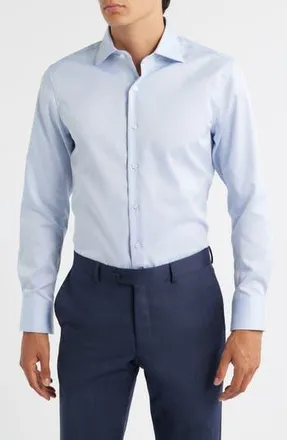 Zanetti Trim Fit Cotton Twill Dress Shirt in Light Blue at Nordstrom Rack, Size 15.5 - 34/35